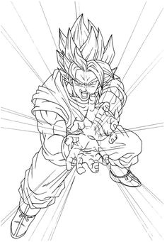 Super Saiyan Goku releasing Kamehameha in online Dragon Ball Z coloring page