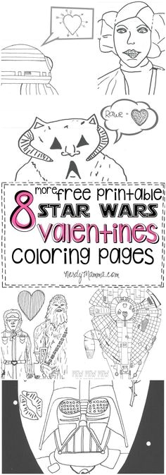 These free printable Star Wars valentines coloring pages are so funny d just