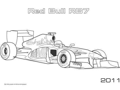 Voiture de Formule 1 Red Bull Rb7 Coloriage