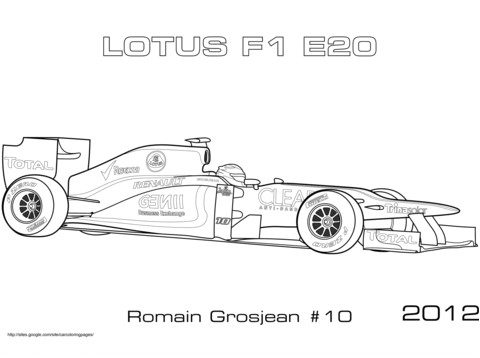 Coloriage formule 1 Lotus Coloriage Voiture De formule 1 Lotus 2012 E20
