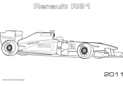 Voiture de Formule 1 Renault R31 Coloriage