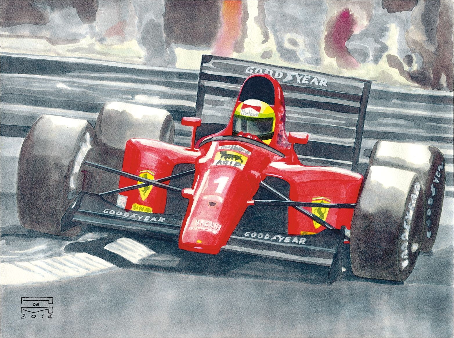 Ayrton Senna driving Ferrari 642 during 1991 FIA Formula 1 Championship During 1990 Ferrari attempt for