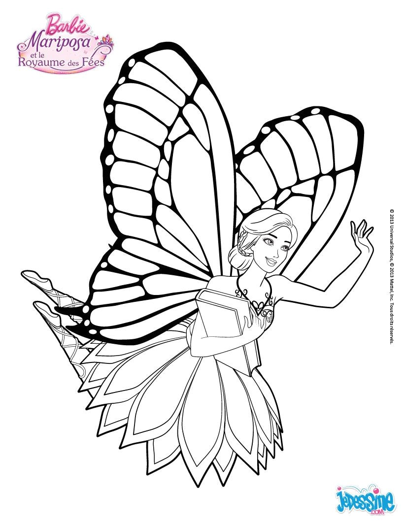 Coloriage Barbie La fée Mariposa en vol