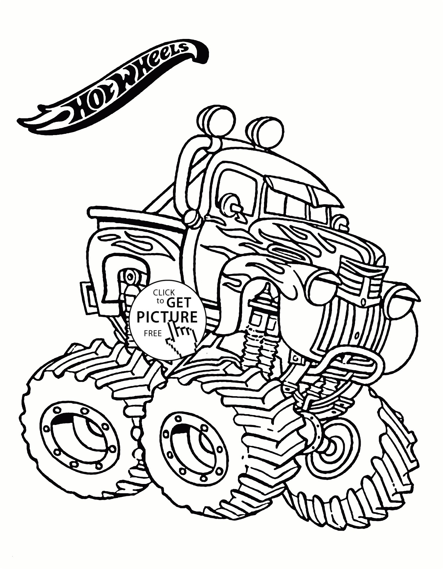Hot Wheels Monster Truck coloring page for kids transportation coloring pages printables free Wuppsy