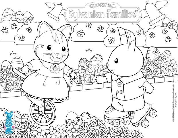 Celebrate easter with the sylvanian families coloring pages Hellokids