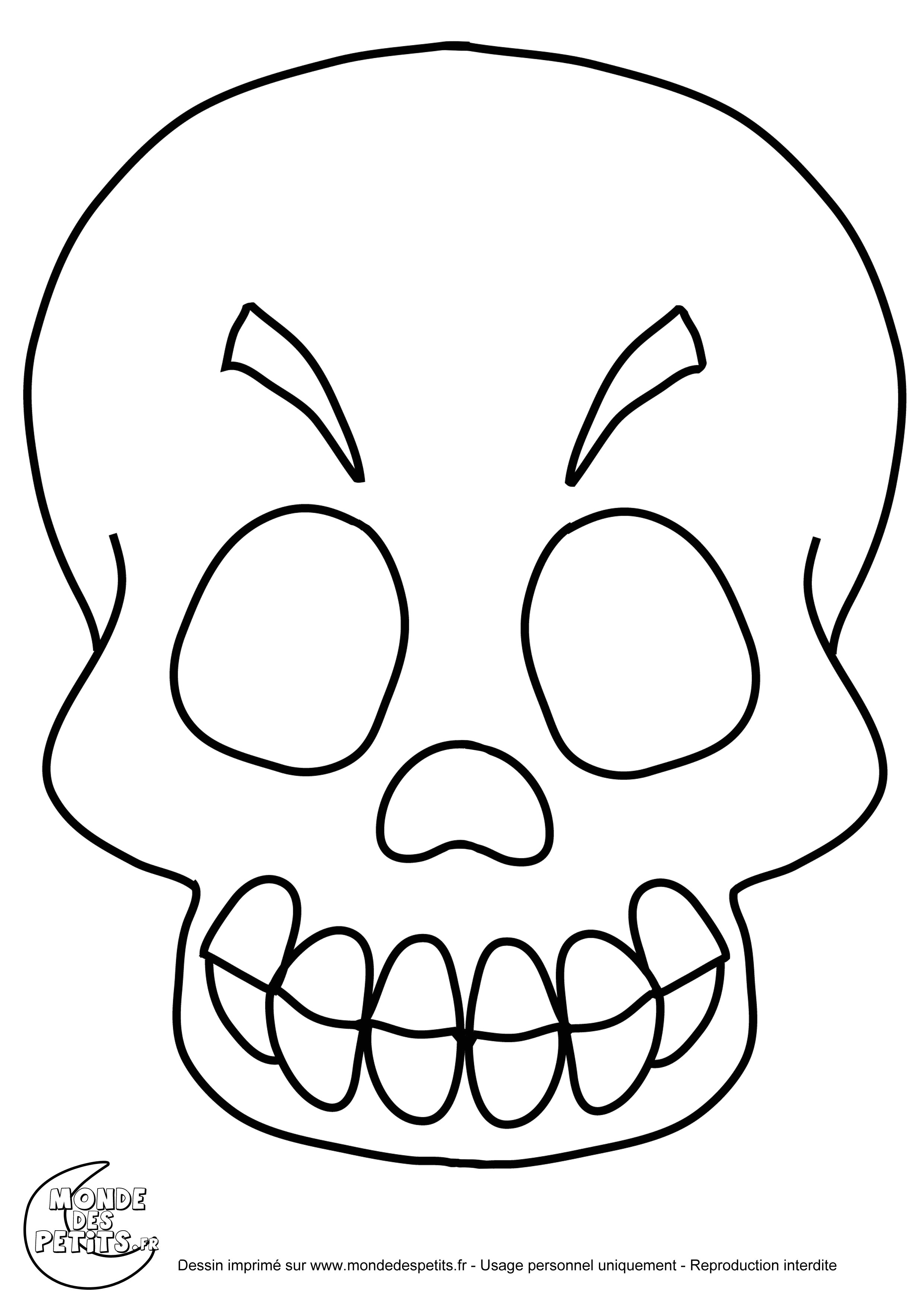 Masque de squelette   imprimer et   colorier pour les enfants coloriage de masque halloween