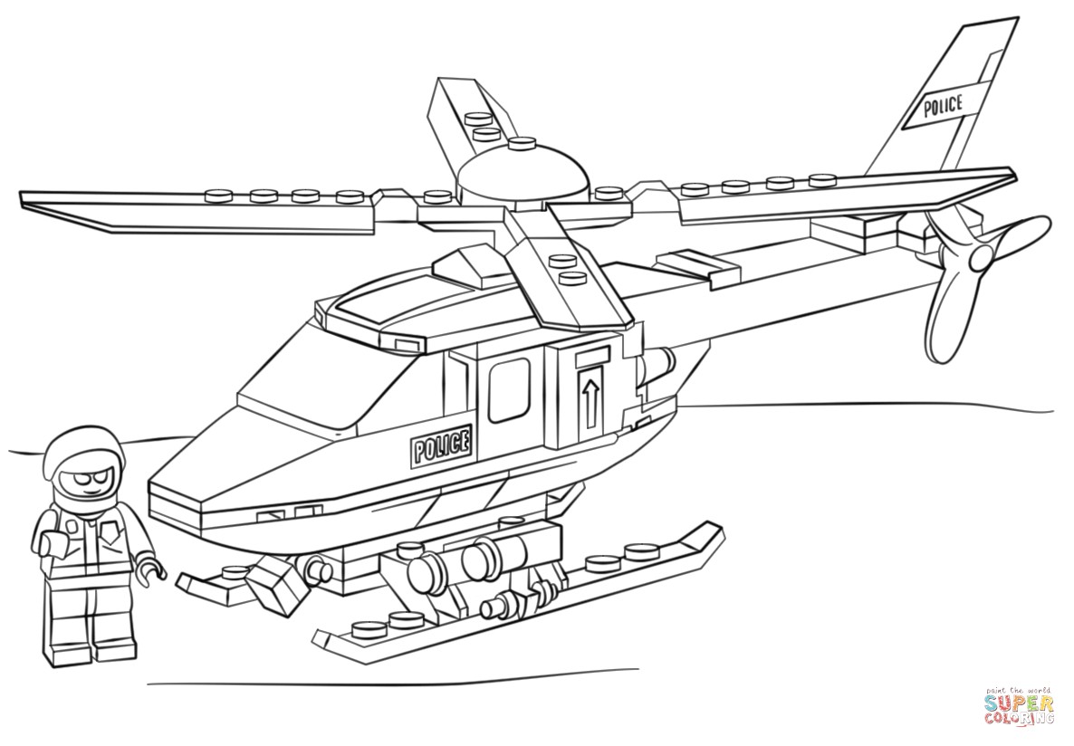 the Lego Police Helicopter coloring