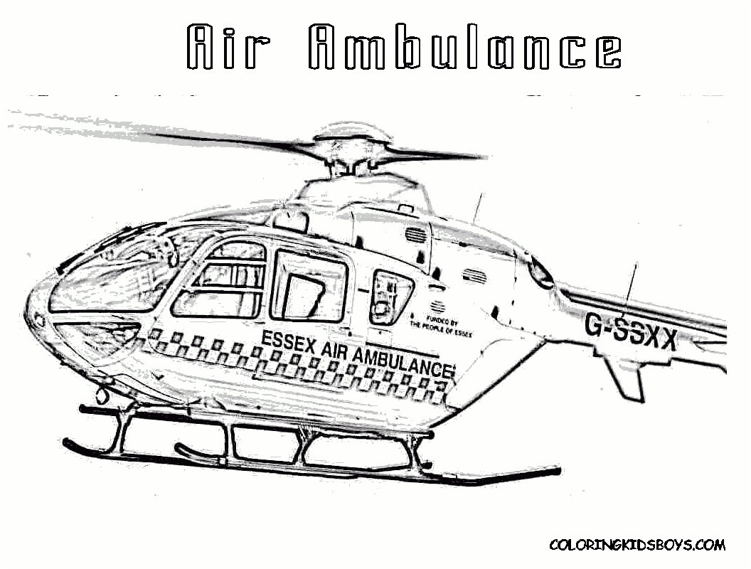 Police Helicopter Coloring Page 07