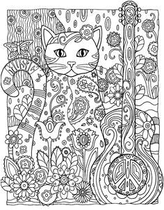 Galerie de coloriages gratuits coloriage adulte animaux chat guitare Un chat