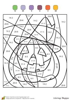 Coloriage magique soustractions citrouille halloween