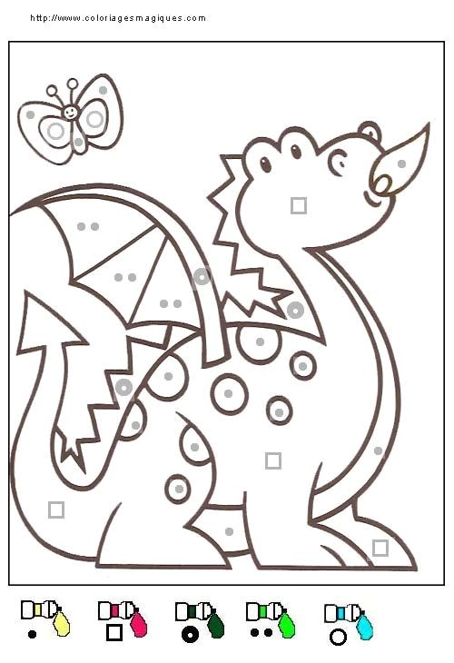 coloriage magique dragon niveau maternelle