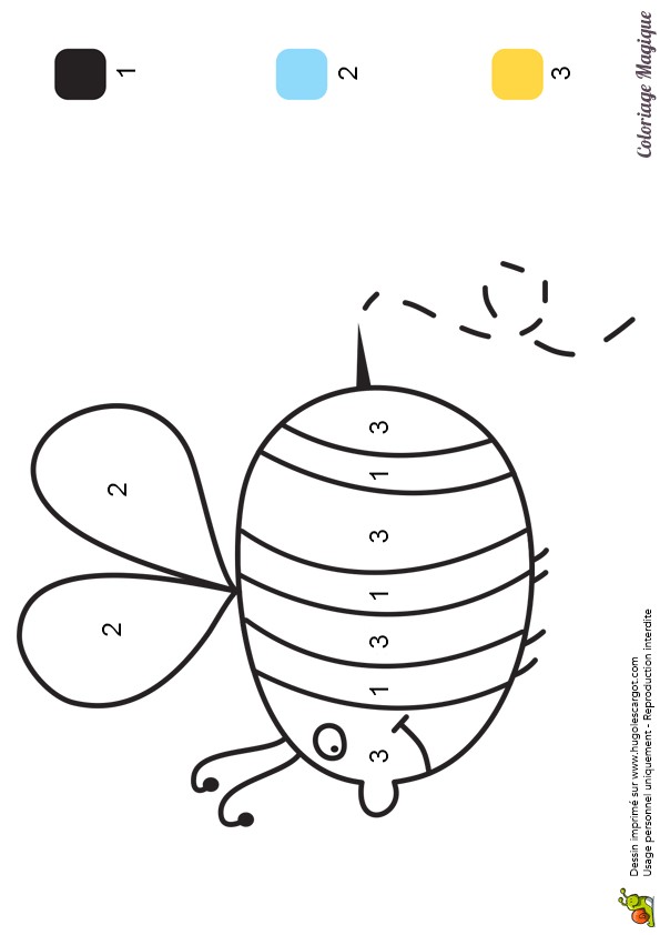 coloriage magique maternelle abeille   imprimer sur hugolescargot