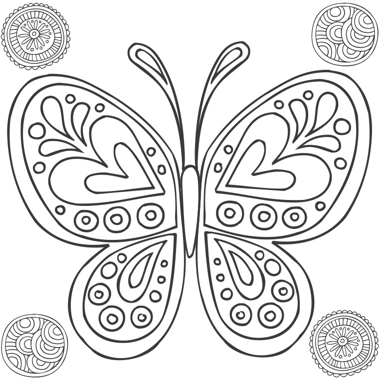 coloriage de mandala de papillon