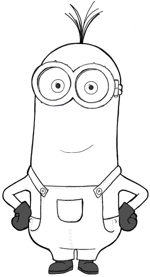 Finished Black and White Drawing of Kevin from the new Minions movie 2015 and Despicable Me