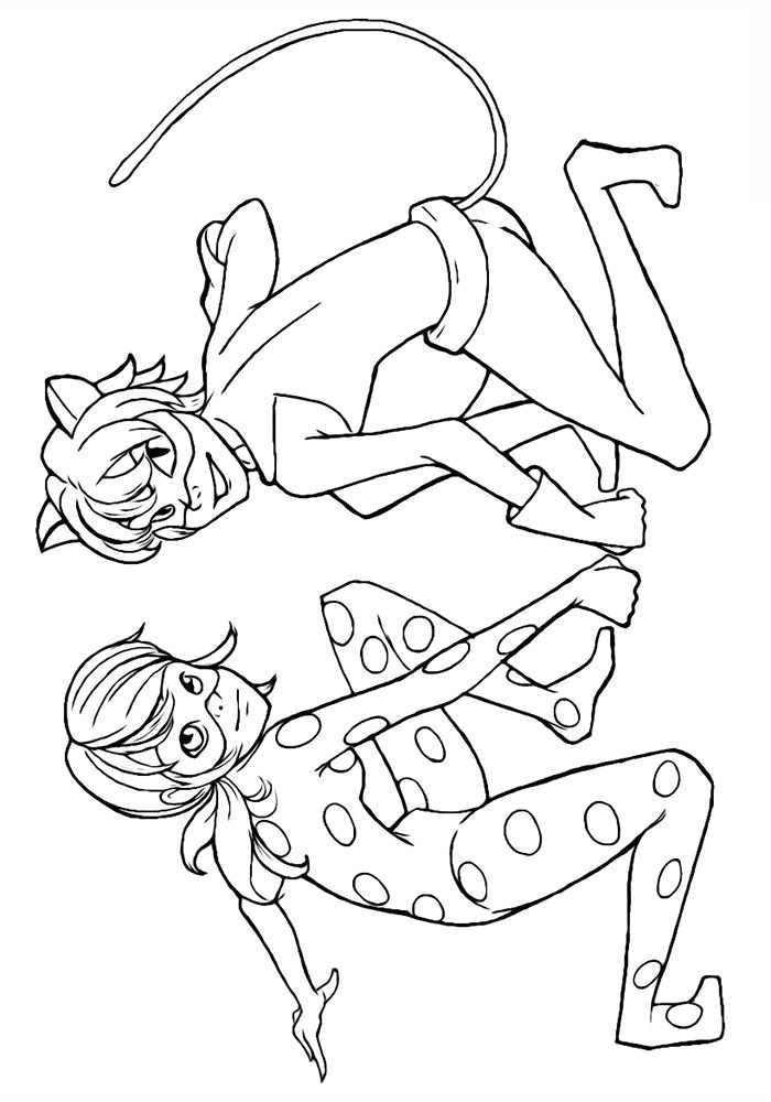 Coloriage Miraculous Ladybug Et Chat Noir Ladybug and Cat Noir Coloring Pages to and Print for Free