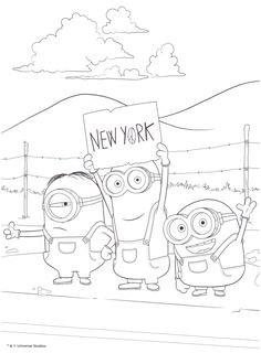 Coloriage minion gratuit En route pour New York