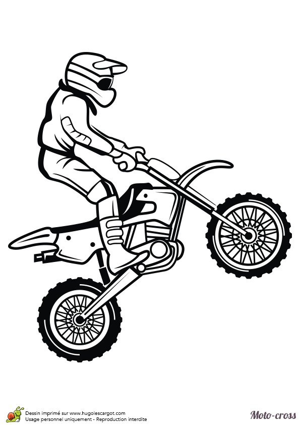 Coloriage d un homme faisant un petit saut avec son Moto cross