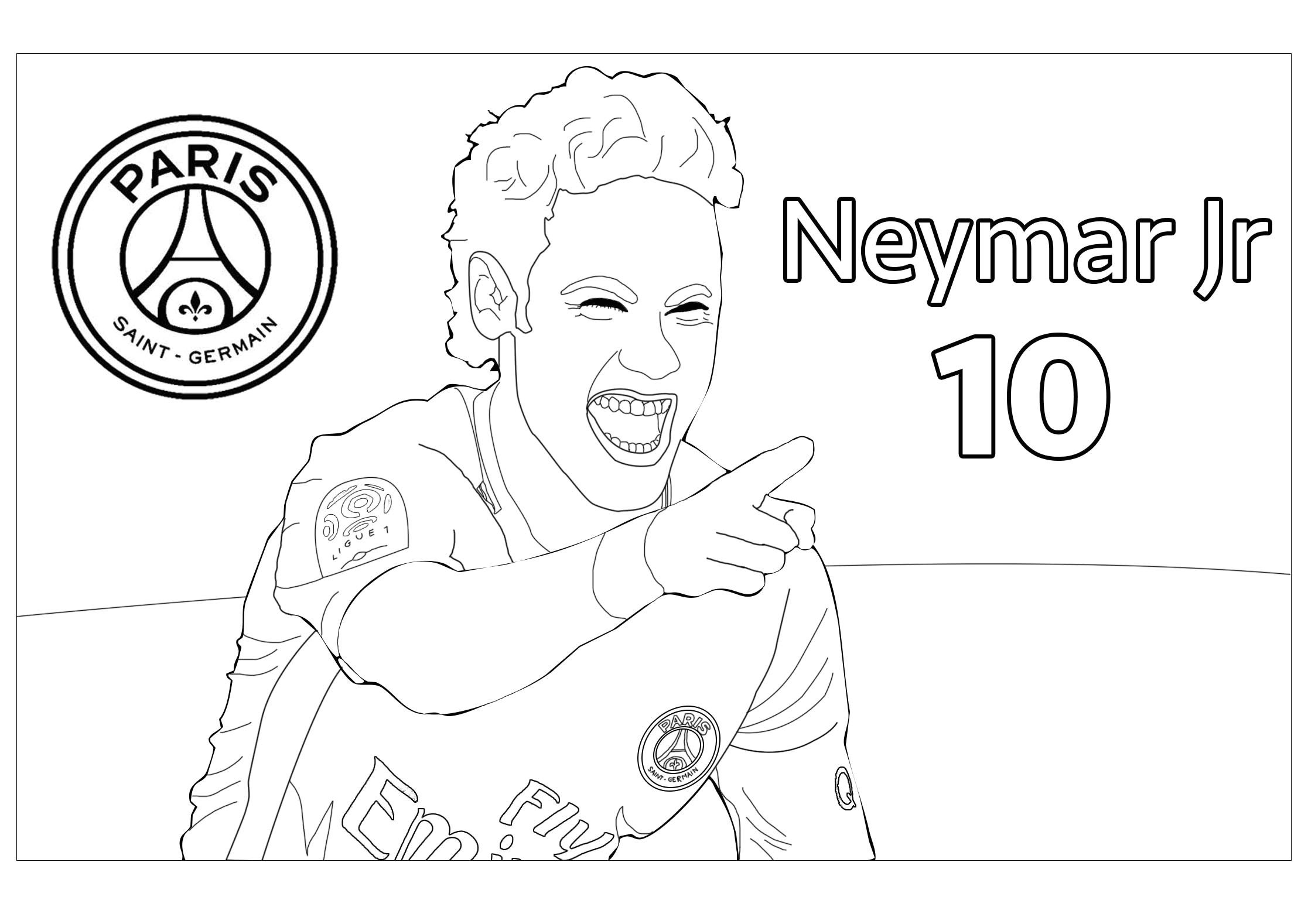 Le cél¨bre joueur de Football Neymar Jr version avec Logo du PSG son nom