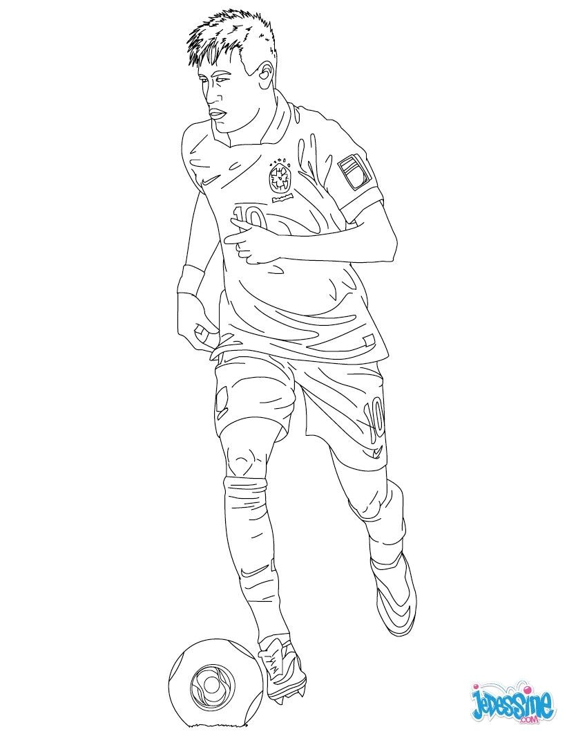 Coloriage du joueur de foot Neymar  imprimer gratuitement ou colorier en ligne sur hellokids Un coloriage parfait pour tous les fans de foot