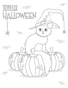 Coloriage chat dessins halloween imprimer gratuit
