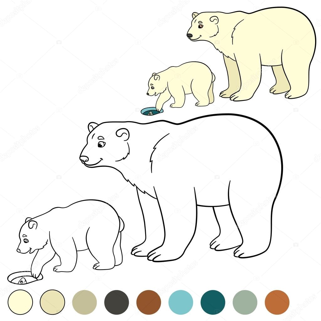 Coloriage M¨re ours avec son petit bébé mignon — Vecteur par ya mayka