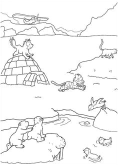 Arctic scene coloring page