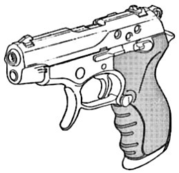 Type Pistolet semi auto moyen Précision 1 Disponibilité Médiocre Dissimulation Veste Chargeur 16
