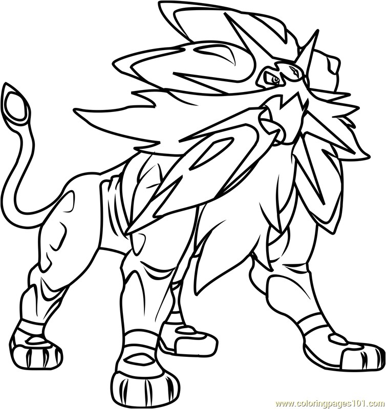 Solgaleo Pokemon Sun and Moon printable coloring page for