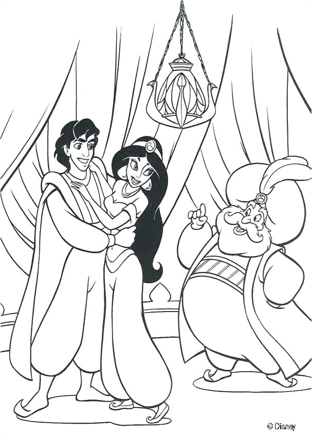 Un Coloriage Sur Le Conte Disney De Aladdin Avec Ici La Princesse Un Coloriage Sur Le