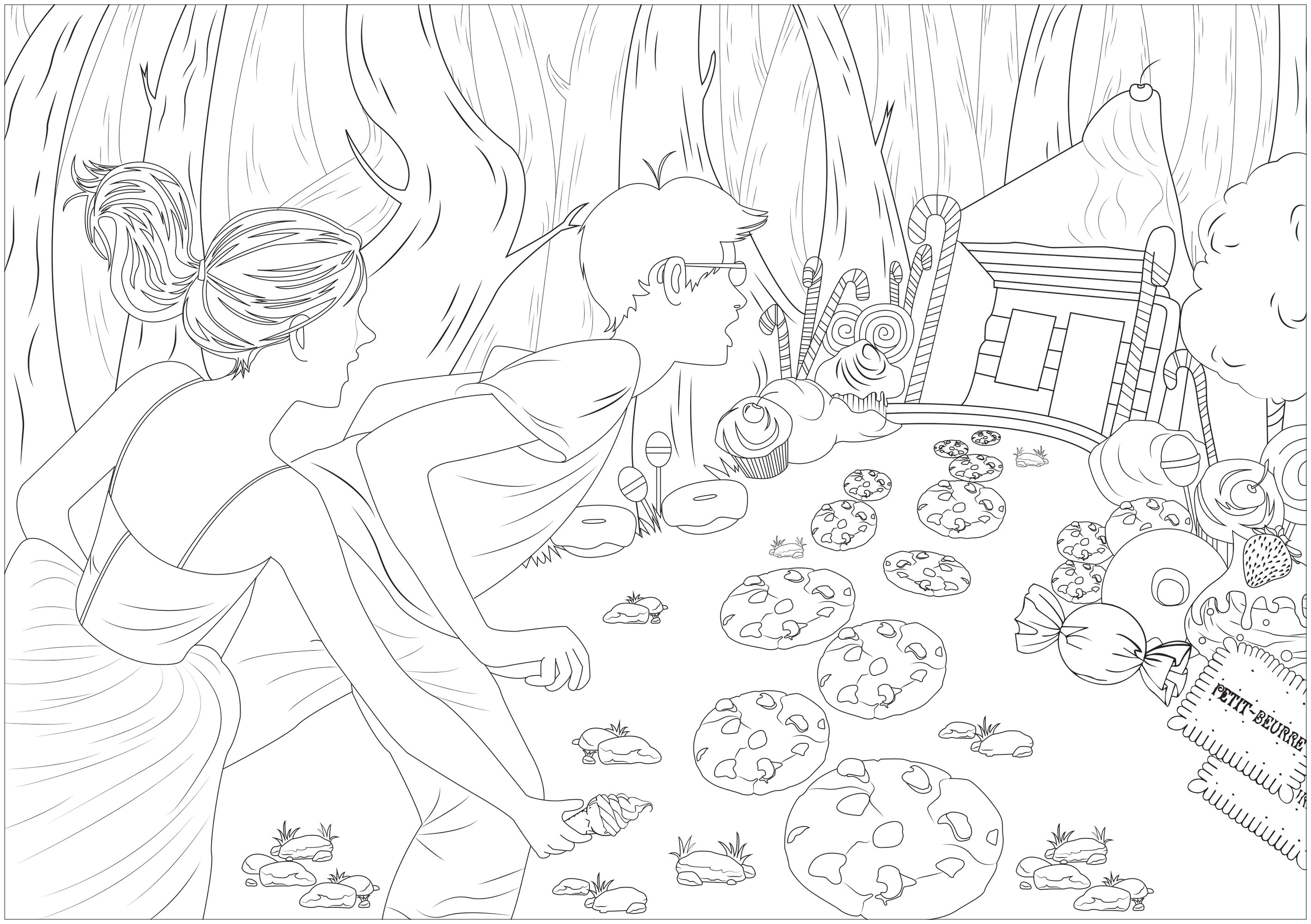 Illustration inspired by Hansel & Gretel fairy tale recorded by the Grimm brothers