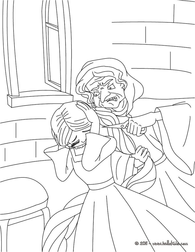 Rapunzel and Gothel coloring page Coloring page FAIRY TALES coloring pages GRIMM fairy
