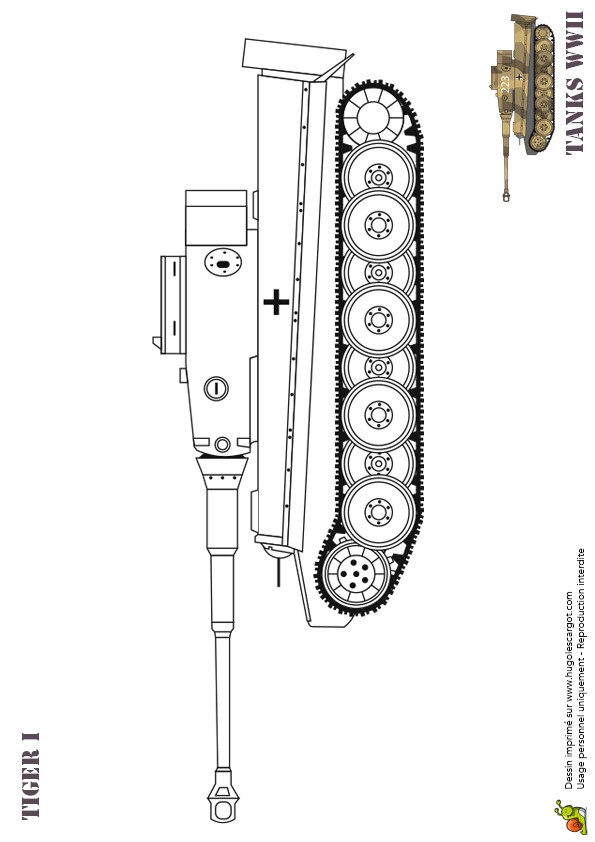 Coloriage Tank allemand ww2 Tiger 1