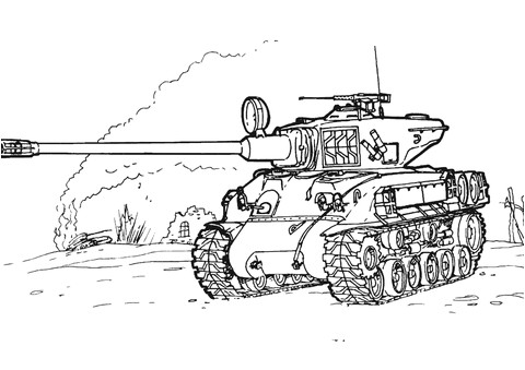Char D assaut M51 Super Sherman Coloriage