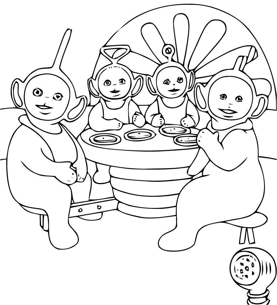 Funny Teletubbies coloring page for kids