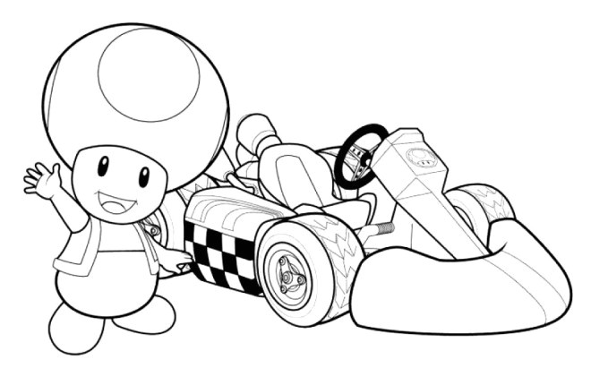 Coloriage et dessins gratuits Dessin Toad et voiture de course en couleur   imprimer