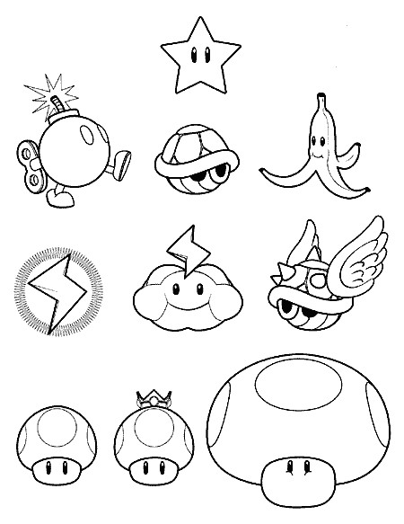 Mario Kart items coloring pages