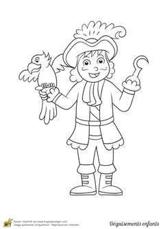 Coloriage deguisement enfant capitaine crochet