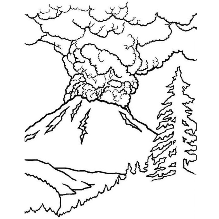 coloriage volcan