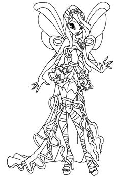 a coloring page of bloom in her harmonix transformation from winx club harmonix bloom