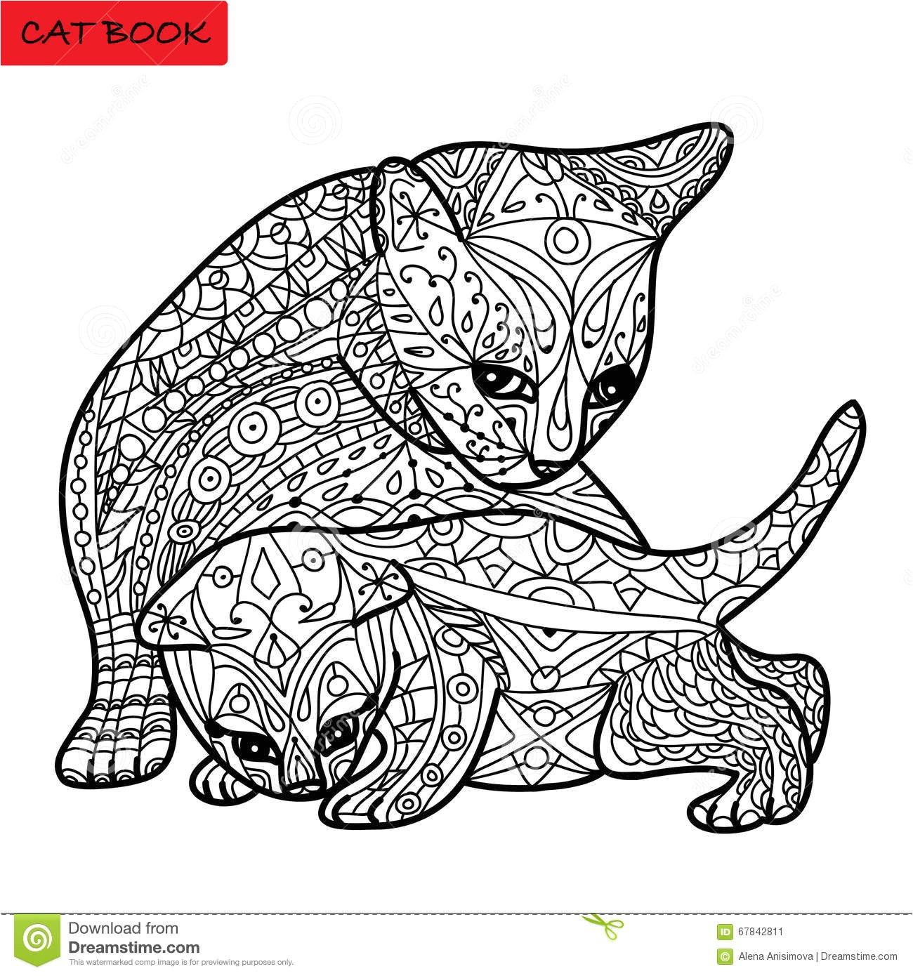M re de chat et son chaton livre de coloriage pour des adultes livre de chat de zentangle Mandala de chat