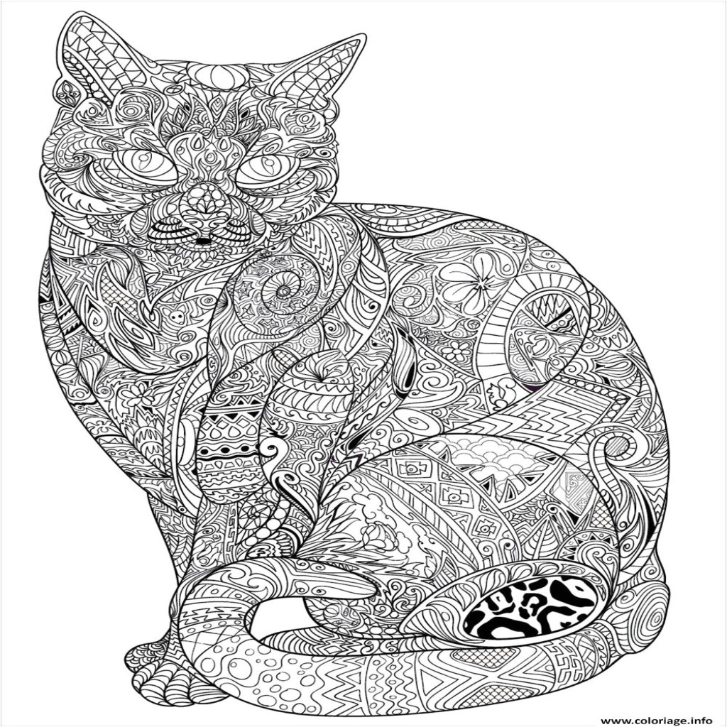 Coloriage de chat difficile a imprimer Mandala de chat