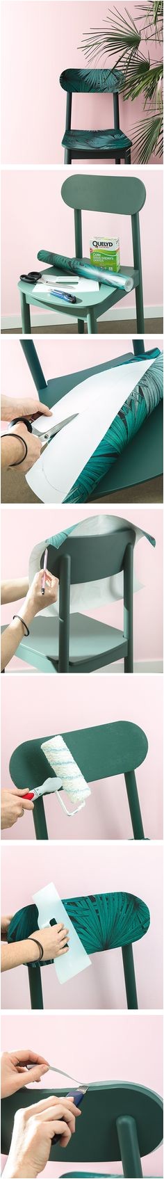 DIY chaise décorative avec des chutes de papier peint wallpaper papierpeint decoration