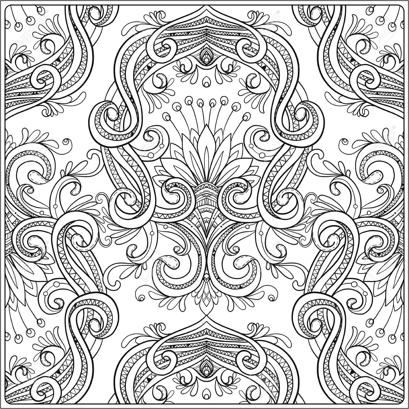 Classical luxury old ornament royal victorian texture Anti stress coloring book for adult Outline drawing coloring page