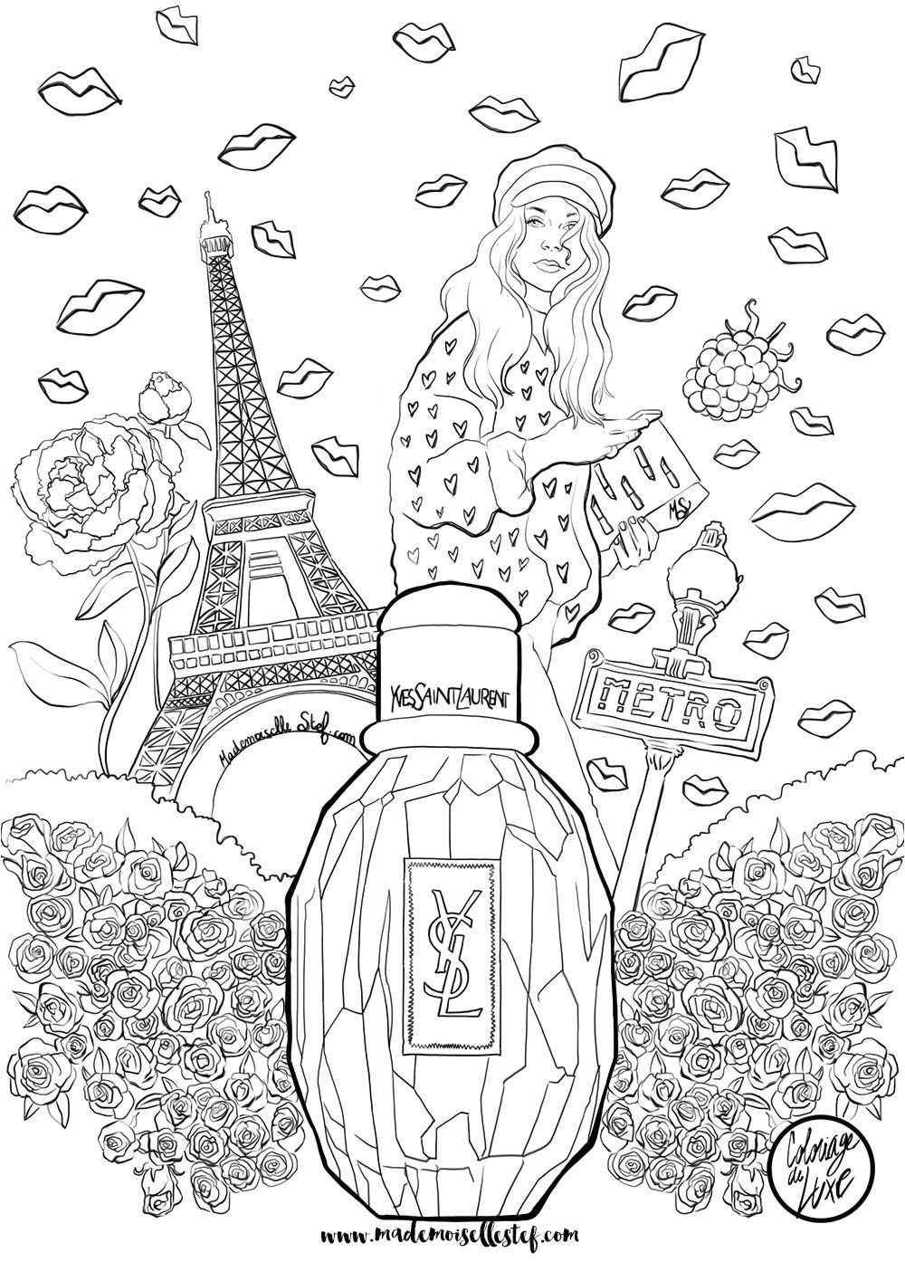 Mademoiselle Stef Blog Mode Dessin Paris Coloriage parfum Parisienne Yves Saint Laurent