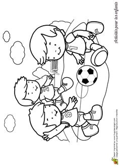 Coloriage d enfants jouant au foot
