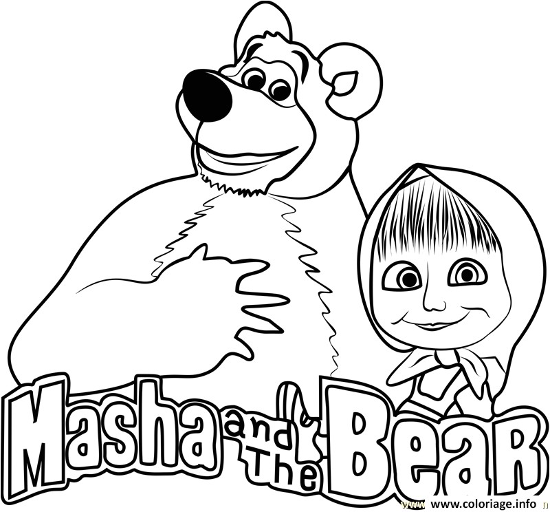 Coloriage Masha And The Bear Masha Et Michka Logo Dessin   Imprimer