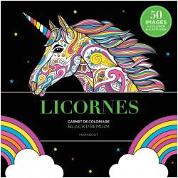 carnet de coloriage black premium licornes edition marabout fr 4 Mar m
