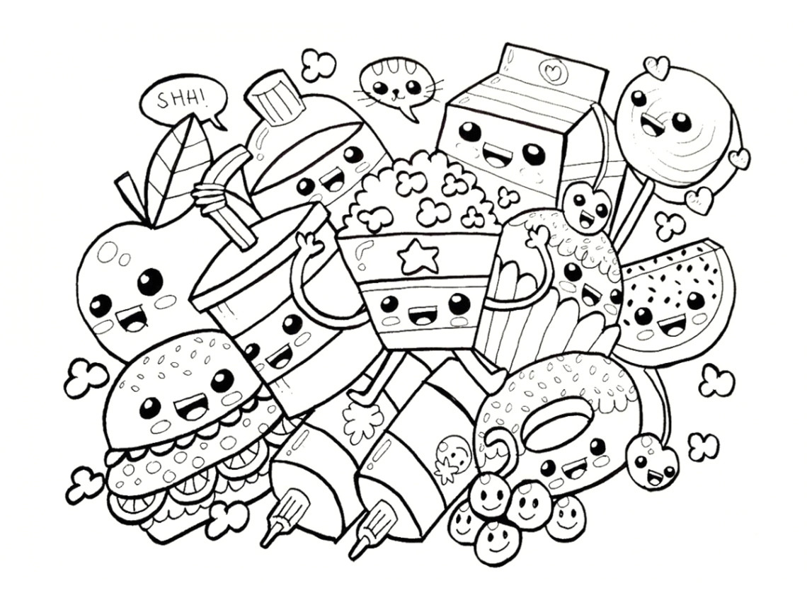 coloriage kawaii nourriture 15 dessins imprimer coloriages pour throughout dessin a imprimer et colorier