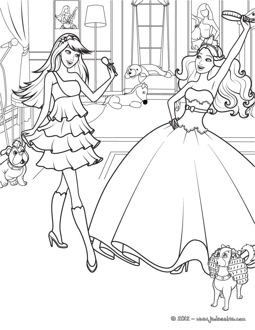 Coloriage Barbie Princesse Pop Star