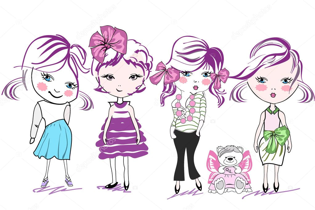 depositphotos stock illustration fashion little girls kids